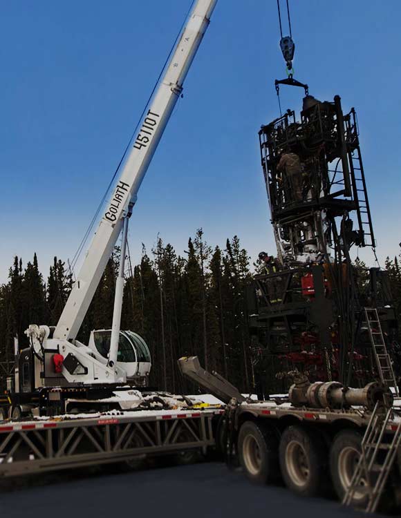 Goliath Snubbing Stand Alone Rig and Crane Setting Up